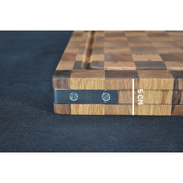 Billot à Poser En Bois Debout De Noyer Et Chêne Et équerres Inox 50 X 40 Cm 4 Billot à Poser En Bois Debout De Noyer Et Chêne Et équerres Inox 50 X 40 Cm – Image 4