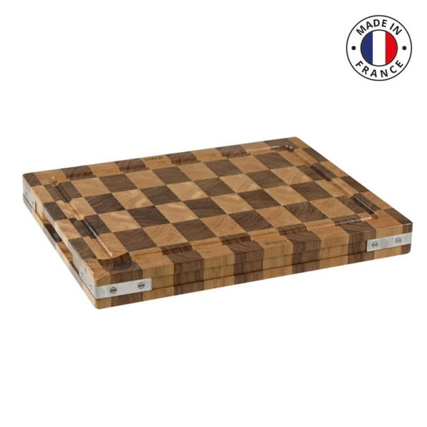Billot à Poser En Bois Debout De Noyer Et Chêne Et équerres Inox 50 X 40 Cm 1 Billot à Poser En Bois Debout De Noyer Et Chêne Et équerres Inox 50 X 40 Cm