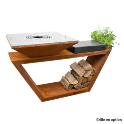 Braséro Plancha Artiss G4 Corten 90 Cm Acier Plaque Et Tablette Granit -Pas Cher Barbecue & Brasero Magasin brasero artis g4 corten plancha acier carbone tablette granite 2