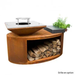 Braséro Plancha Artiss G3 Corten 90 Cm Acier Et Tablette Granit -Pas Cher Barbecue & Brasero Magasin brasero artiss g3 corten plancha acier carbone et tablette granite 2