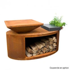 Braséro Plancha Artiss G3 Corten 90 Cm Acier Et Tablette Granit -Pas Cher Barbecue & Brasero Magasin brasero artiss g3 corten plancha acier carbone et tablette granite 4