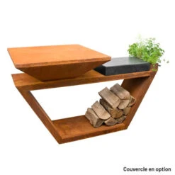 Braséro Plancha Artiss G4 Corten 90 Cm Plaque Inox Et Tablette Granit -Pas Cher Barbecue & Brasero Magasin brasero artiss g4 corten plancha acier inoxydable et tablette granite 8