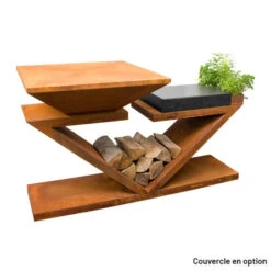 Braséro Plancha Artiss G5 Corten 90 Cm Plaque Inox Et Tablette Granit -Pas Cher Barbecue & Brasero Magasin brasero artiss g5 corten plancha acier inoxydable et tablette granite 7