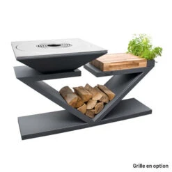 Braséro Plancha Artiss G5 Graphite 90 Cm Plaque Acier Et Tablette Bois -Pas Cher Barbecue & Brasero Magasin brasero artiss g5 graphite plancha acier carbone et tablette bois 2