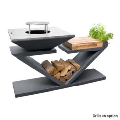 Braséro Plancha Artiss G5 Graphite 90 Cm Plaque Acier Et Tablette Bois -Pas Cher Barbecue & Brasero Magasin brasero artiss g5 graphite plancha acier carbone et tablette bois 3