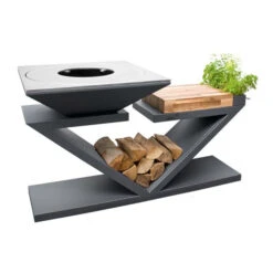 Braséro Plancha Artiss G5 Graphite 90 Cm Plaque Inox Et Tablette Bois -Pas Cher Barbecue & Brasero Magasin brasero artiss g5 graphite plancha acier inoxydable et tablette bois 2