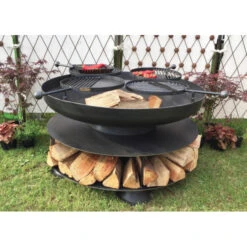 Braséro De Jardin Firepit Ring Of Logs Avec 4 Grilles Ø120 X H70 Cm -Pas Cher Barbecue & Brasero Magasin brasero avec 4 grilles firepit ring of logs 120 2