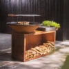 Braséro Plancha OFYR Island 100 Acier Corten Billot Céramique