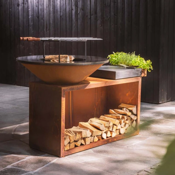 Braséro Plancha OFYR Island 100 Acier Corten Billot Céramique 1 Braséro Plancha OFYR Island 100 Acier Corten Billot Céramique