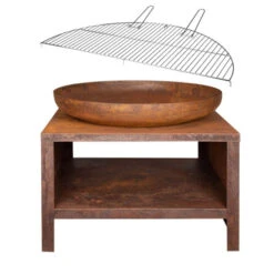 ESSCHERT DESIGN Braséro Storage Corten Esschert 80 Cm + 1/2 Grille De Cuisson