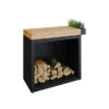 Rangement Bois OFYR Black Et Plan De Travail Teck 45 X 90 X 88 Cm