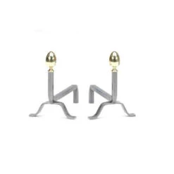 Chenets Cheminée Acier Tête Ogive 40 X 30 Cm