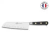 Couteau Sabatier Santoku Alvéole Rivet Laiton 18 Cm Noir