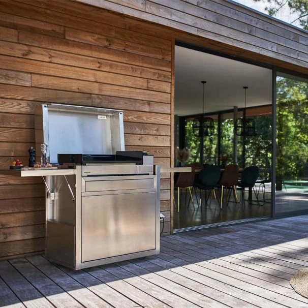 Ensemble Plancha électrique Fonte Forge Adour Premium E60 Inox Sur Chariot + Capot 2 Ensemble Plancha électrique Fonte Forge Adour Premium E60 Inox Sur Chariot + Capot – Image 2