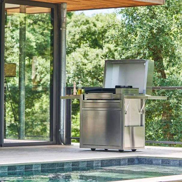 Ensemble Plancha électrique Fonte Forge Adour Premium E60 Inox Sur Chariot + Capot 3 Ensemble Plancha électrique Fonte Forge Adour Premium E60 Inox Sur Chariot + Capot – Image 3