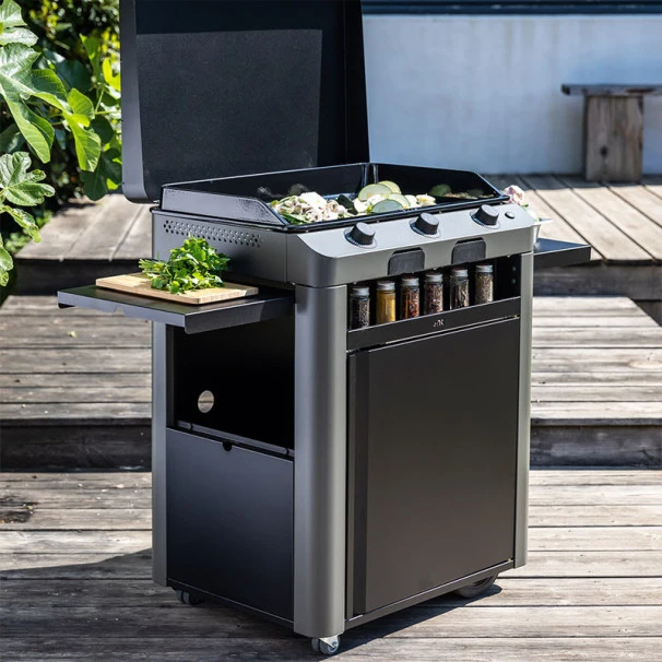 Ensemble Plancha Gaz Eno Fusion 75 Acier Sur Chariot + Capot 2 Ensemble Plancha Gaz Eno Fusion 75 Acier Sur Chariot + Capot – Image 2