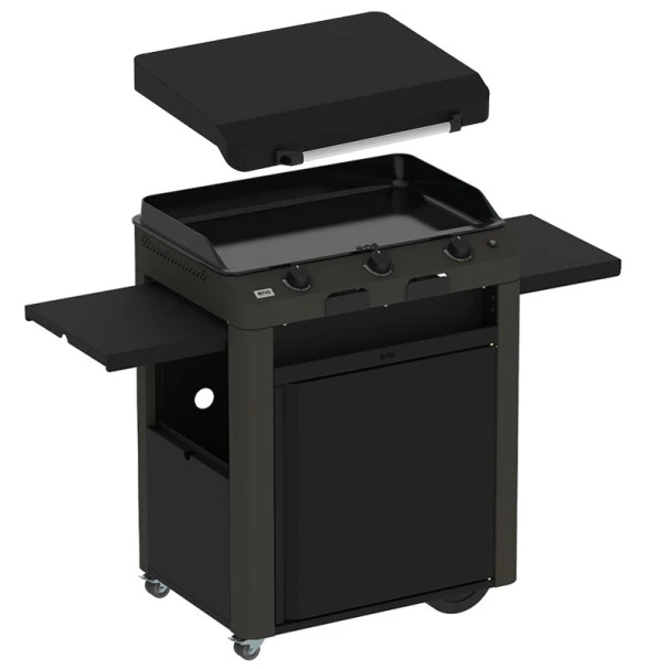 Ensemble Plancha Gaz Eno Fusion 75 Acier Sur Chariot + Capot 1 Ensemble Plancha Gaz Eno Fusion 75 Acier Sur Chariot + Capot