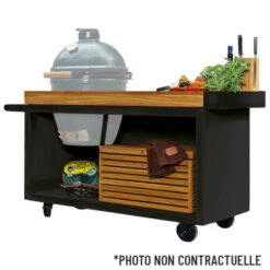 Table OFYR Pro Pour Big Green Egg Black Bois Teck -Pas Cher Barbecue & Brasero Magasin kamado ofyr table black pro bois de teck bge 2