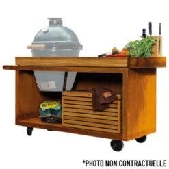 Table OFYR Pro Pour Big Green Egg Corten Bois Teck -Pas Cher Barbecue & Brasero Magasin kamado ofyr table pro bois de teck bge 2