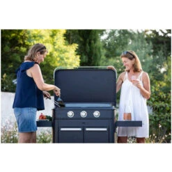 Plancha Gaz Eno 80 Enosign Blue Navy 3 Brûleurs 70 X 40 Avec Couvercle -Pas Cher Barbecue & Brasero Magasin plancha enosign gaz 80 bleu navy capot 3