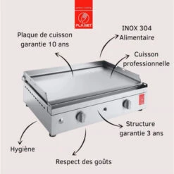 Ensemble Plancha Gaz Inox Planet Chef 55 Lisse Sur Chariot -Pas Cher Barbecue & Brasero Magasin plancha gaz sur chariot planet chef 55 xl inox 2
