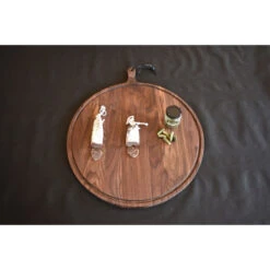 Planche à Découper Ronde Avec Rigole En Noyer 60 Cm -Pas Cher Barbecue & Brasero Magasin planche a decouper dutchdeluxes xl round en noyer 60 cm 4