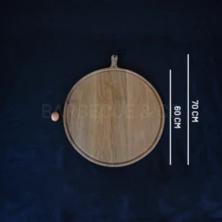 Planche à Découper Ronde Avec Rigole En Chêne Massif 60 Cm