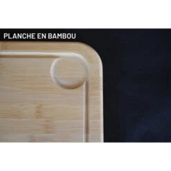 Planche à Découper Avec Rigole En Bambou 45 X 32 Cm -Pas Cher Barbecue & Brasero Magasin planche bambou rect 450x320x20 3