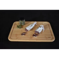 Planche à Découper Avec Rigole En Bambou 45 X 32 Cm -Pas Cher Barbecue & Brasero Magasin planche bambou rect 450x320x20 4