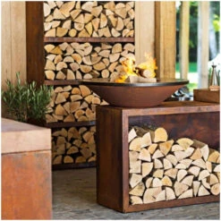 Rangement Bois OFYR Corten 100 X 45 X 216 Cm -Pas Cher Barbecue & Brasero Magasin rangement a bois acier ofyr 100 x 45 x 216 cm 1