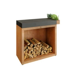 Rangement Bois Ofyr Corten Et Plan De Travail Céramique 45 X 90 X 88 Cm