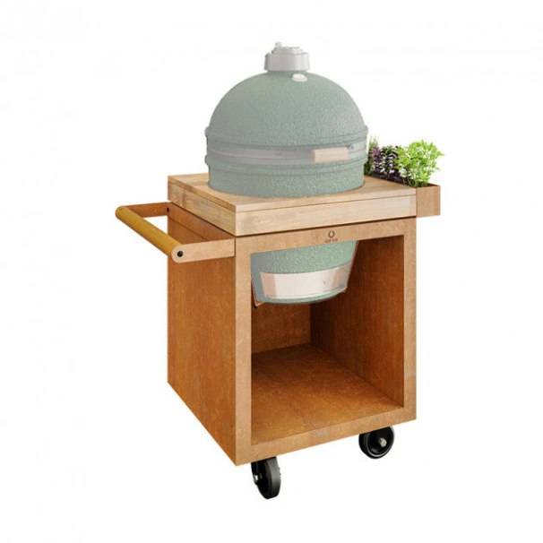 Table OFYR Pro 65 Corten / Bois De Teck Pour Big Green Egg 2 Table OFYR Pro 65 Corten / Bois De Teck Pour Big Green Egg – Image 2