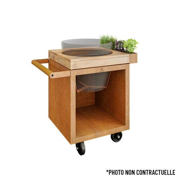 Table OFYR Pro 65 Corten / Bois De Teck Pour Big Green Egg 5 Table OFYR Pro 65 Corten / Bois De Teck Pour Big Green Egg – Image 5